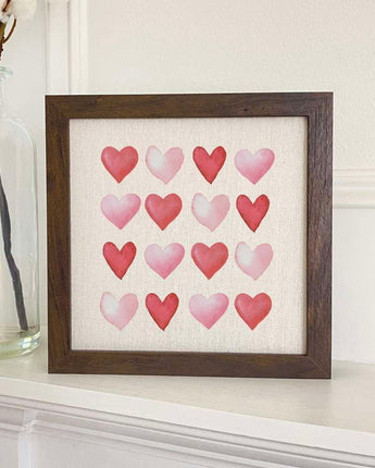 Rows of Hearts - Framed Sign