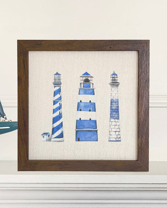 Blue Lighthouses - Framed Sign