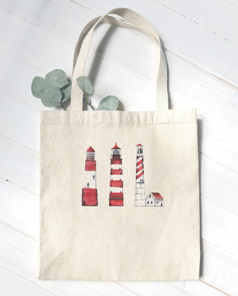 Red Lighthouses - Canvas Tote Bag