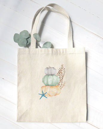 Coastal Pumpkin Stack - Canvas Tote Bag