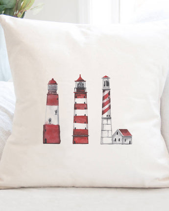Red Lighthouses - Square Canvas Pillow