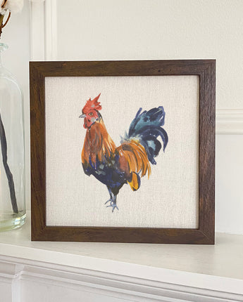 Watercolor Rooster - Framed Sign
