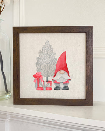 Christmas Gnome with Tree - Framed Sign