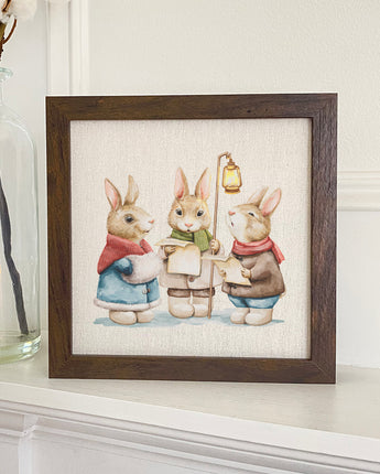 Fairytale Bunny Carolers - Framed Sign