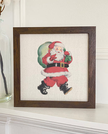 Vintage Santa with Gift Sack - Framed Sign