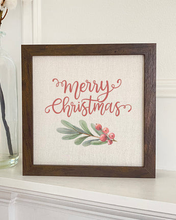 Merry Christmas Sprig - Framed Sign