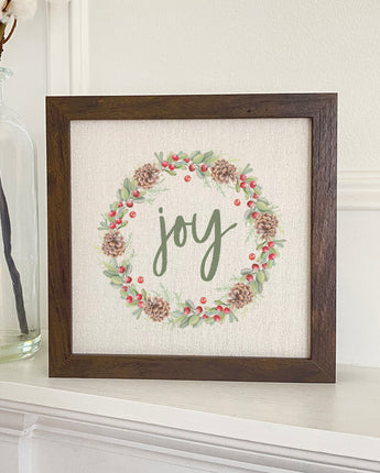 Joy Wreath - Framed Sign