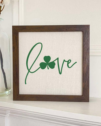 Love with Shamrock Accent - Framed Sign
