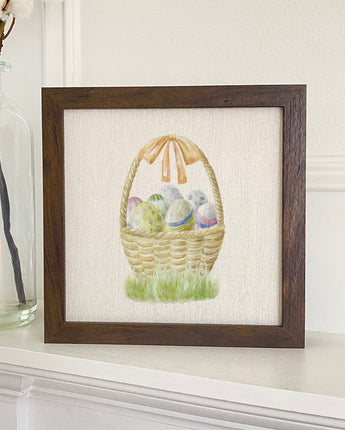 Watercolor Easter Basket - Framed Sign