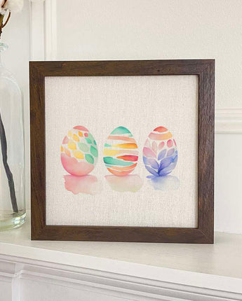 Watercolor Easter Eggs - Warm - Framed Sign