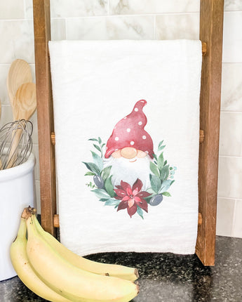 Gnome with Poinsettia - Cotton Tea Towel