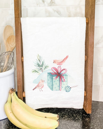 Watercolor Christmas Birds - Cotton Tea Towel