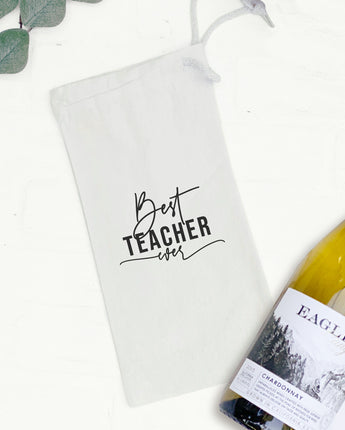 Best Teacher Ever - Canvas Wine Bag