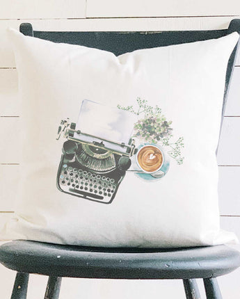 Typewriter Coffee - Square Canvas Pillow