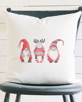 Christmas Gnomes with Moose - Square Canvas Pillow
