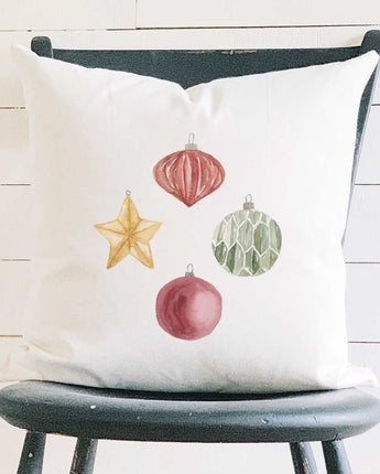Watercolor Ornaments - Square Canvas Pillow