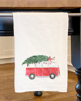 Vintage Van with Tree - Cotton Tea Towel