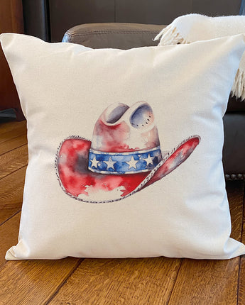 Patriotic Cowboy Hat - Square Canvas Pillow