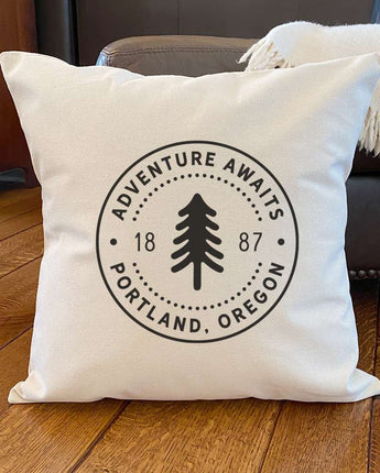 Tree Stamp w/ City, State - Square Canvas Pillow