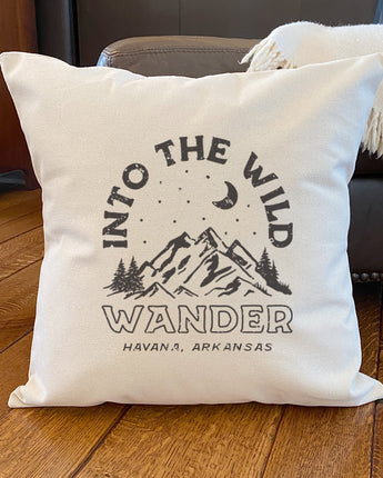 Into the Wild w/ City, State - Square Canvas Pillow