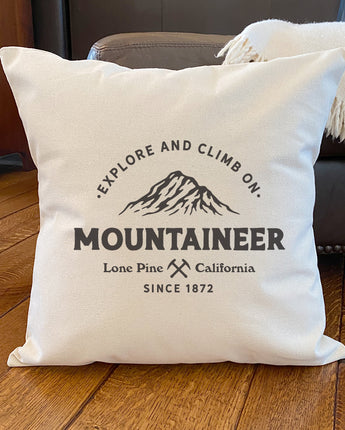 Mountaineer w/ City, State - Square Canvas Pillow
