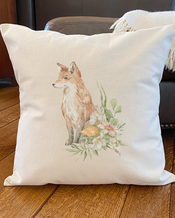 Floral Fox - Square Canvas Pillow