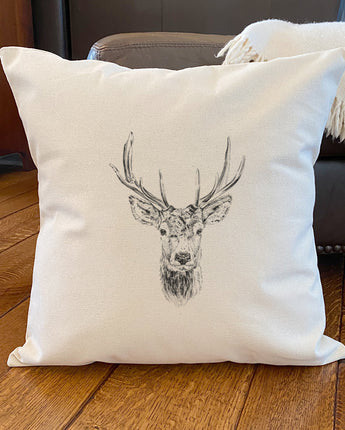 Hand Drawn Deer - Square Canvas Pillow