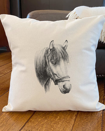 Hand Drawn Horse - Square Canvas Pillow
