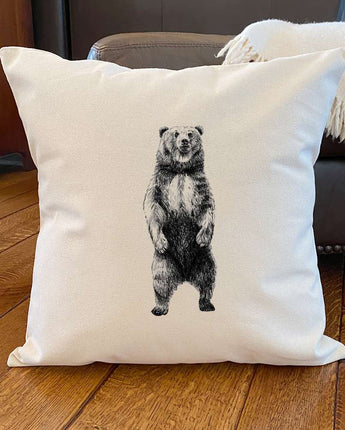 Standing Bear Sketch - Square Canvas Pillow