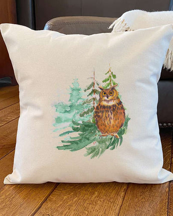 Owl in Forest - Square Canvas Pillow
