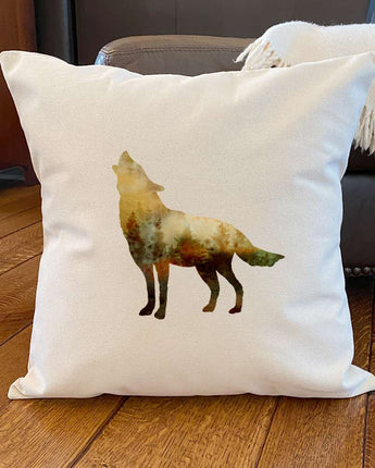 Watercolor Wolf - Square Canvas Pillow