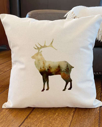 Watercolor Elk - Square Canvas Pillow