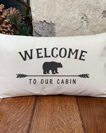 Welcome to Our Cabin (Bear) - Rectangular Canvas Pillow