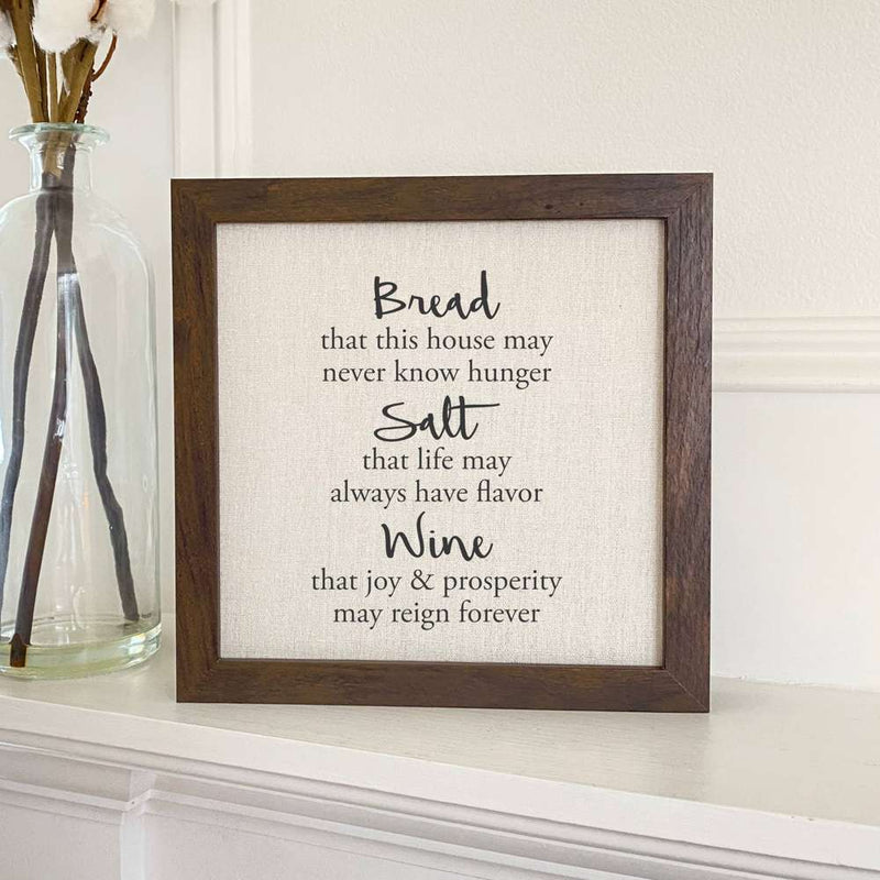 Bread, Salt, and Wine - Framed Sign