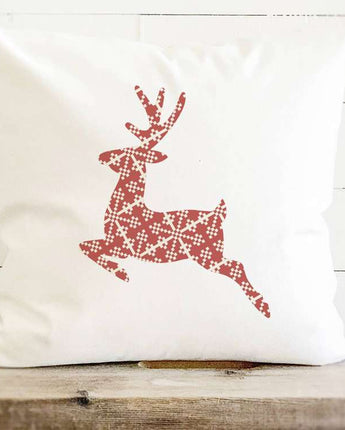 Red Holiday Deer - Square Canvas Pillow