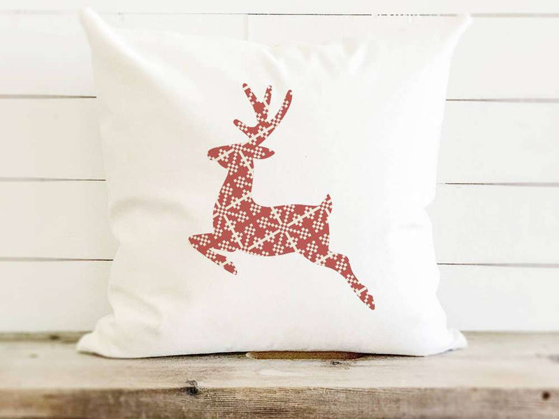 Red Holiday Deer - Square Canvas Pillow