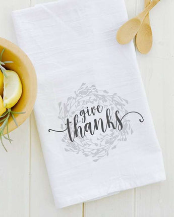 Give Thanks Wreath - Cotton Tea Towel
