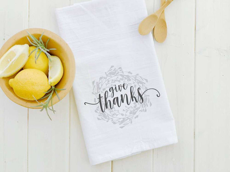 Give Thanks Wreath - Cotton Tea Towel