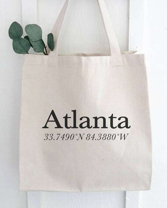 Customizable City and Coordinates - Canvas Tote Bag