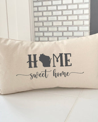 Home Sweet Home (with State) - Custom Rectangular Canvas Pillow
