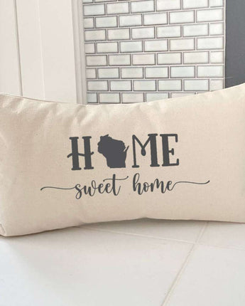 Home Sweet Home (with State) - Rectangular Canvas Pillow