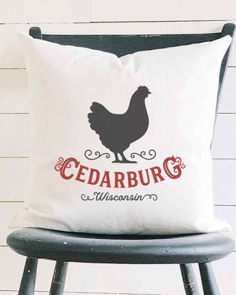 Vintage Icon (Chicken) City/State - Square Canvas Pillow