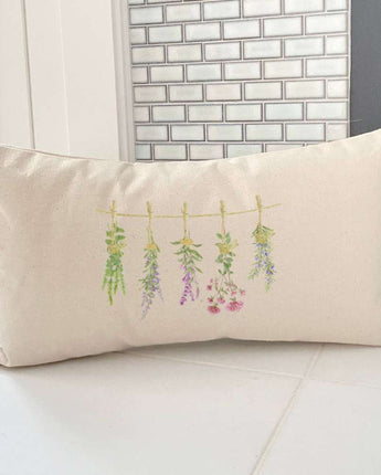 Herbs on a Line - Rectangular Canvas Pillow