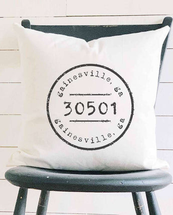 Postmark Stamp City/State/Zip - Square Canvas Pillow