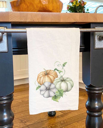 Pumpkins and Leaves - Cotton Tea Towel