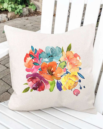 Summer Flower Bouquet - Square Canvas Pillow