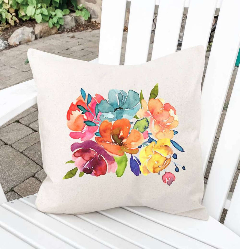Summer Flower Bouquet - Square Canvas Pillow