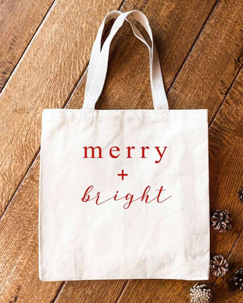Merry + Bright Script - Christmas Tote Bag