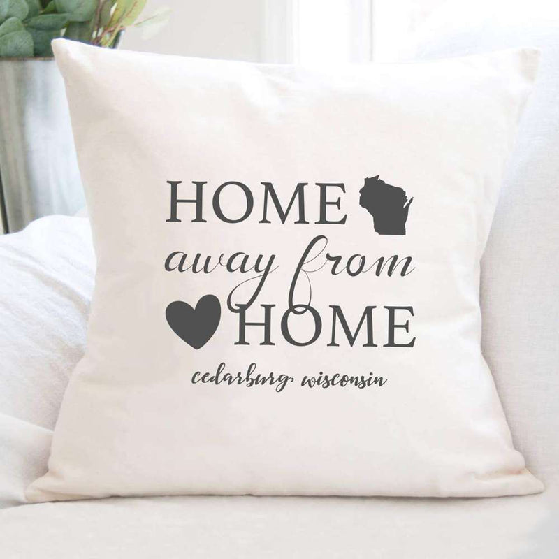 Home Away from Home w/ City, State - Square Canvas Pillow
