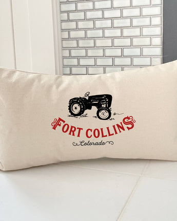 Vintage Icon (Tractor) City/State - Custom Rectangular Canvas Pillow